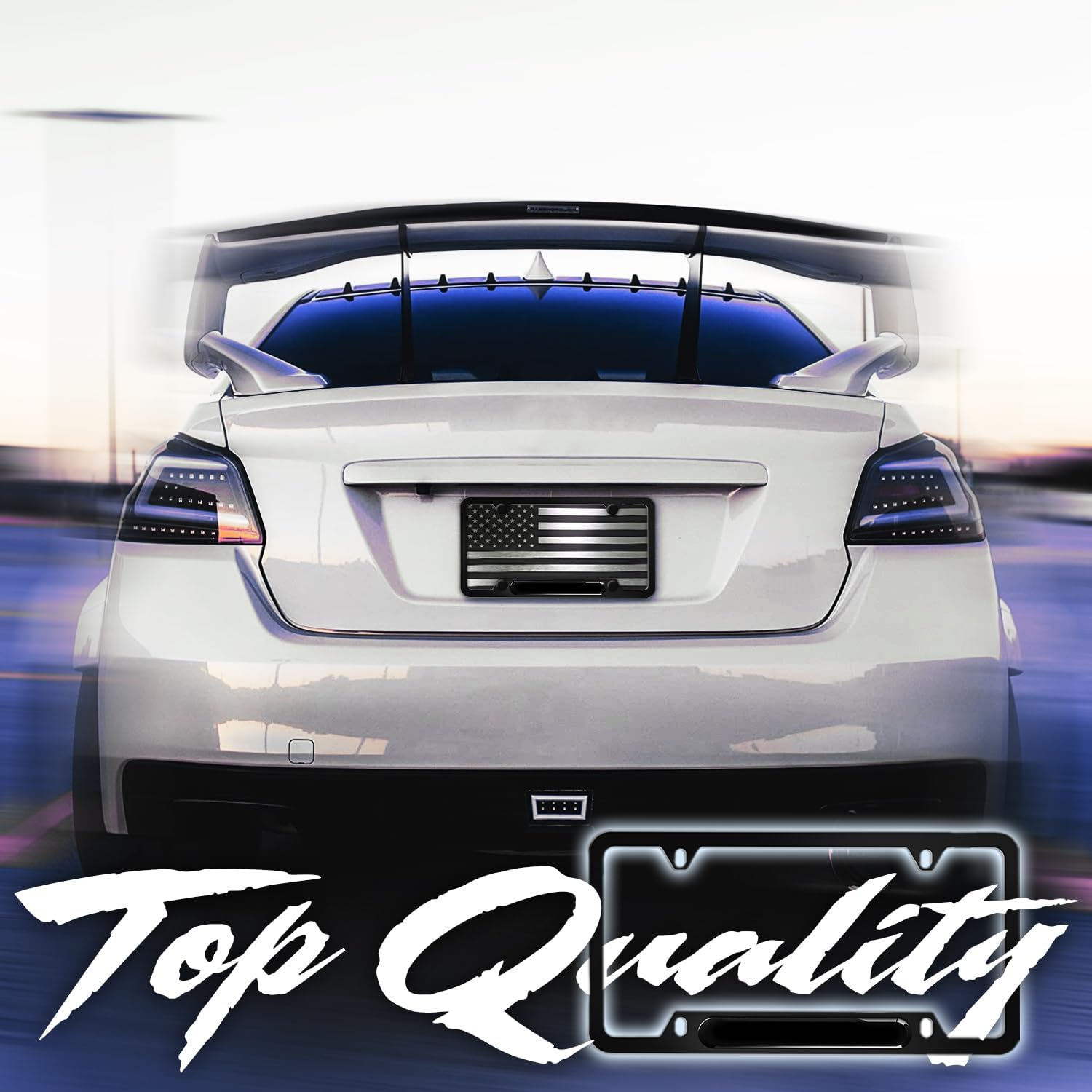 2PCS Black License Plate Frames, Premium Aluminum Alloy Weather Proof License Plate Covers with Screw Caps Cover Set image 5