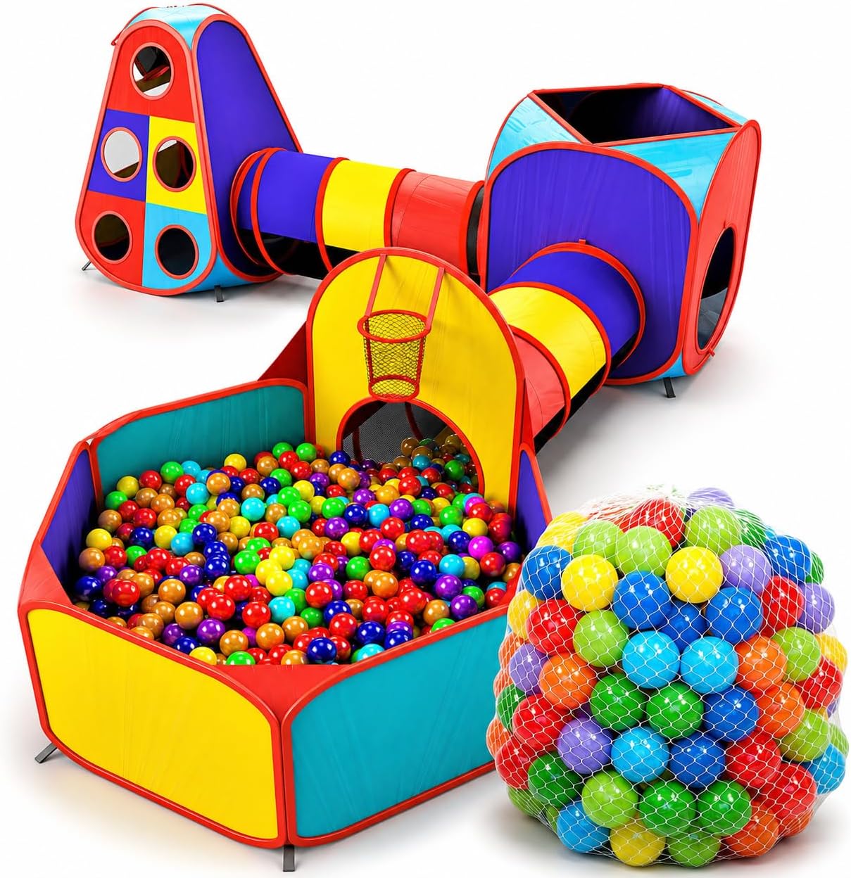 Playz Saver Bundle - 5pc JungleGym Play Tent & Tunnels with 50 Pit Balls