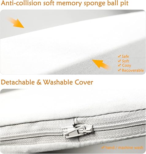 Miniatura 10 de TRENDBOX Piscina de bolas para niños, de espuma viscoelástica, para niños pequeños, bebés, pelotas no incluidas, color azul claro