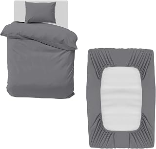 Single Bedding Set 3 Piece Duvet Cover Fitted Sheet with Pillow case Soft Brushed Microfiber Duvet Cover sets Grey