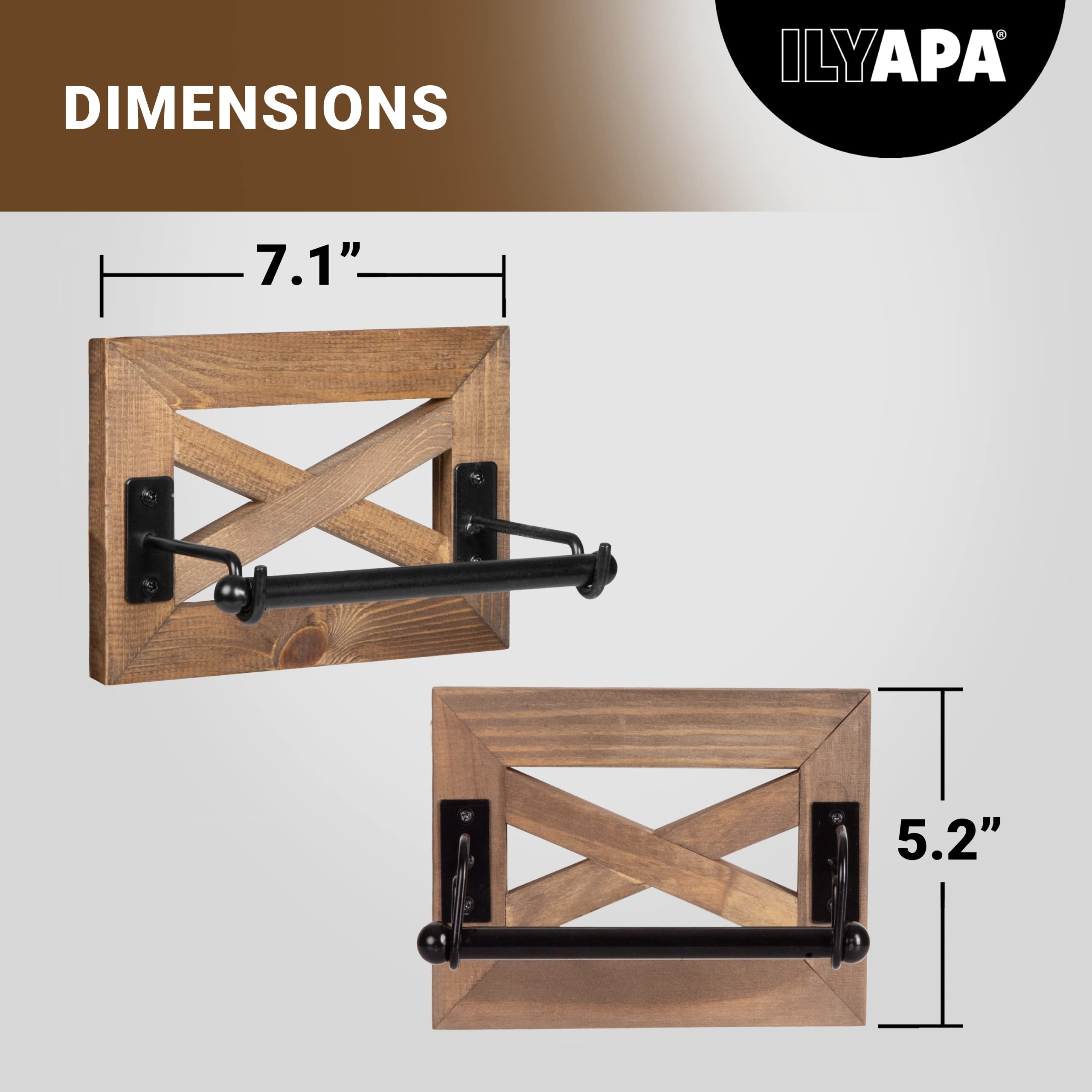 Toilettenpapierhalter-Set Aus Holz Im Bauernhaus-Look | Mit Handtuchring & Halter | Rustikale Badezimmer-Deko