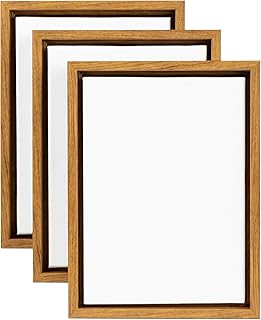 3-Pack Mini Blank Framed Canvas for Painting - 5x7 inch Extra Small Art Canvases with Wood Color Plastic Coated Frame - Pre-Primed for DIY Art Projects, Home Crafts, and Party Activities
