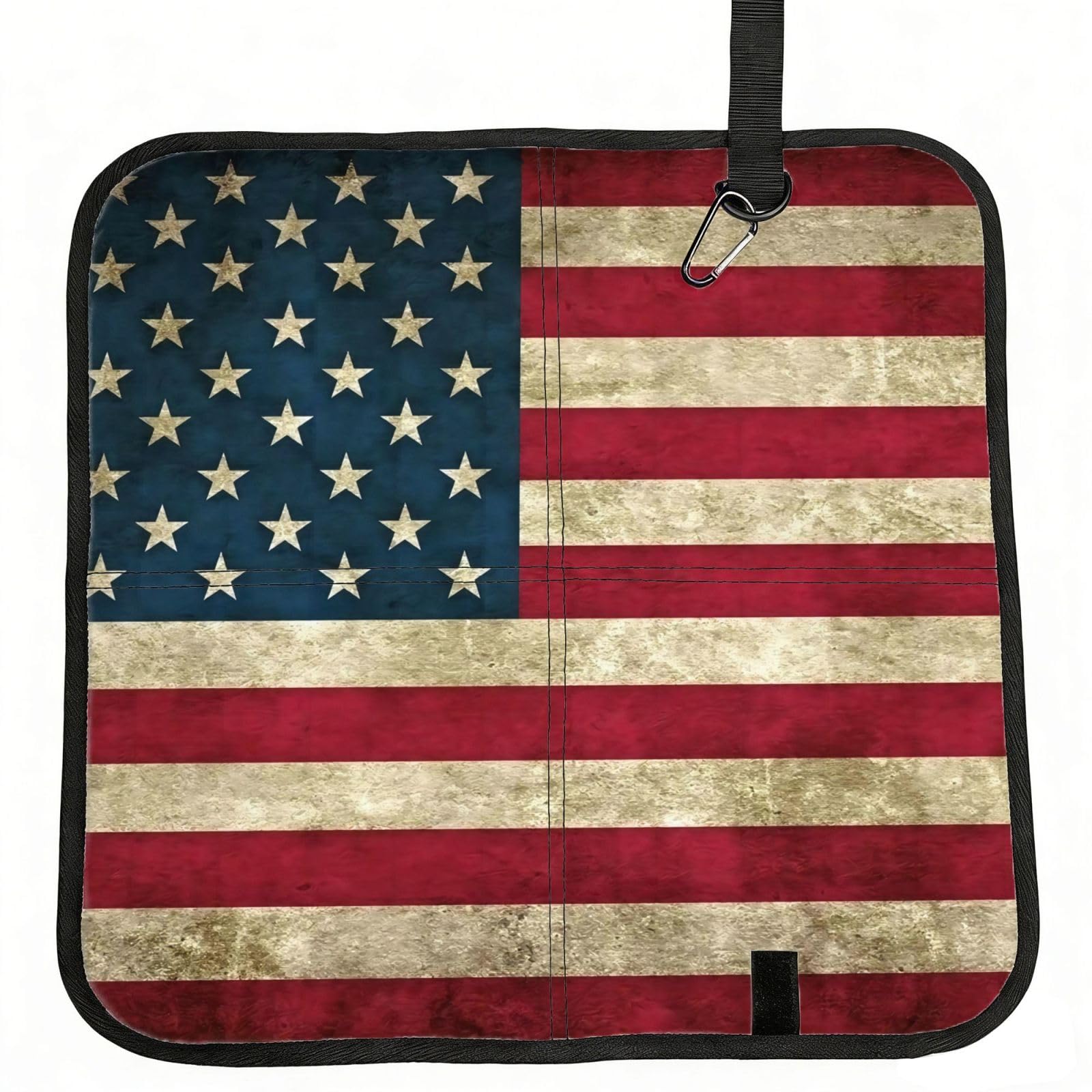 NImongt American Flag Print Portable Chair Pad Foldable Seat Cushion Outdoor Seating Office Picnic Camping