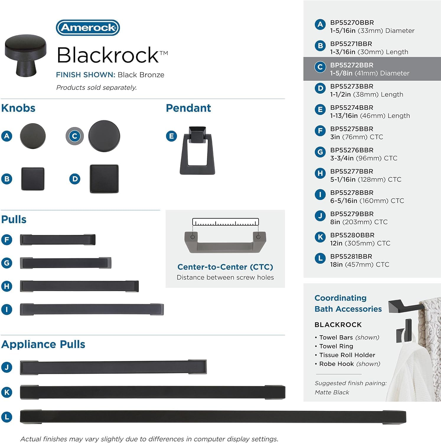 Amerock | Cabinet Knob | Black Bronze | 1-5/8 inch (41 mm) Diameter | Blackrock | 1 Pack | Drawer Knob | Cabinet Hardware