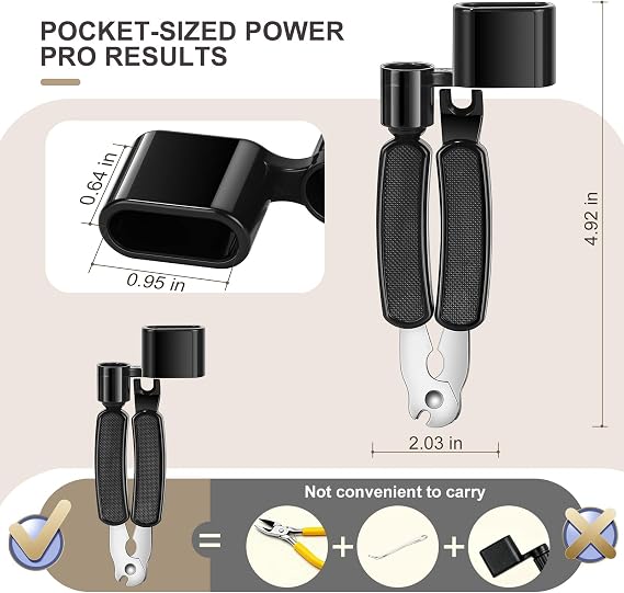 3-in-1 Guitar String Winder & Cutter for Acoustic Electric Guitar | Built-in Bridge Pin Puller, Stainless Steel Blades, Non-Slip Grip, Bass Ukulele Banjos, 60s Fast Restring for Acoustic Guitar