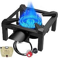 BESTFIRE 100,000 BTU Propane Burner: High Pressure Single Stove with Heat Shields, Adjustable Hose & Regulator for Outdoor Turkey Fry & Camping