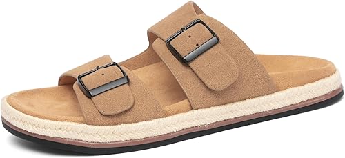 NEWBELLA Men's Casual Sandals with Arch Support - Adjustable Buckle Strap Slippe