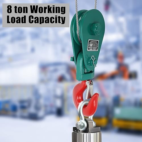 Miniatura 4 de Bloque de arranque de 8 toneladas con gancho giratorio para polea de 6 pulgadas, cuerda de alambre de 34 pulgadas para camión de remolque de