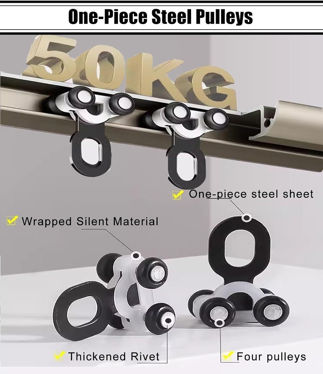 Heavy Duty Ceiling Track System 20ft, Aluminum Curtain Rail with Rollers, Silent Room Divider Kit for Curtains, Wall-Mounted, Adjustable Length (White)