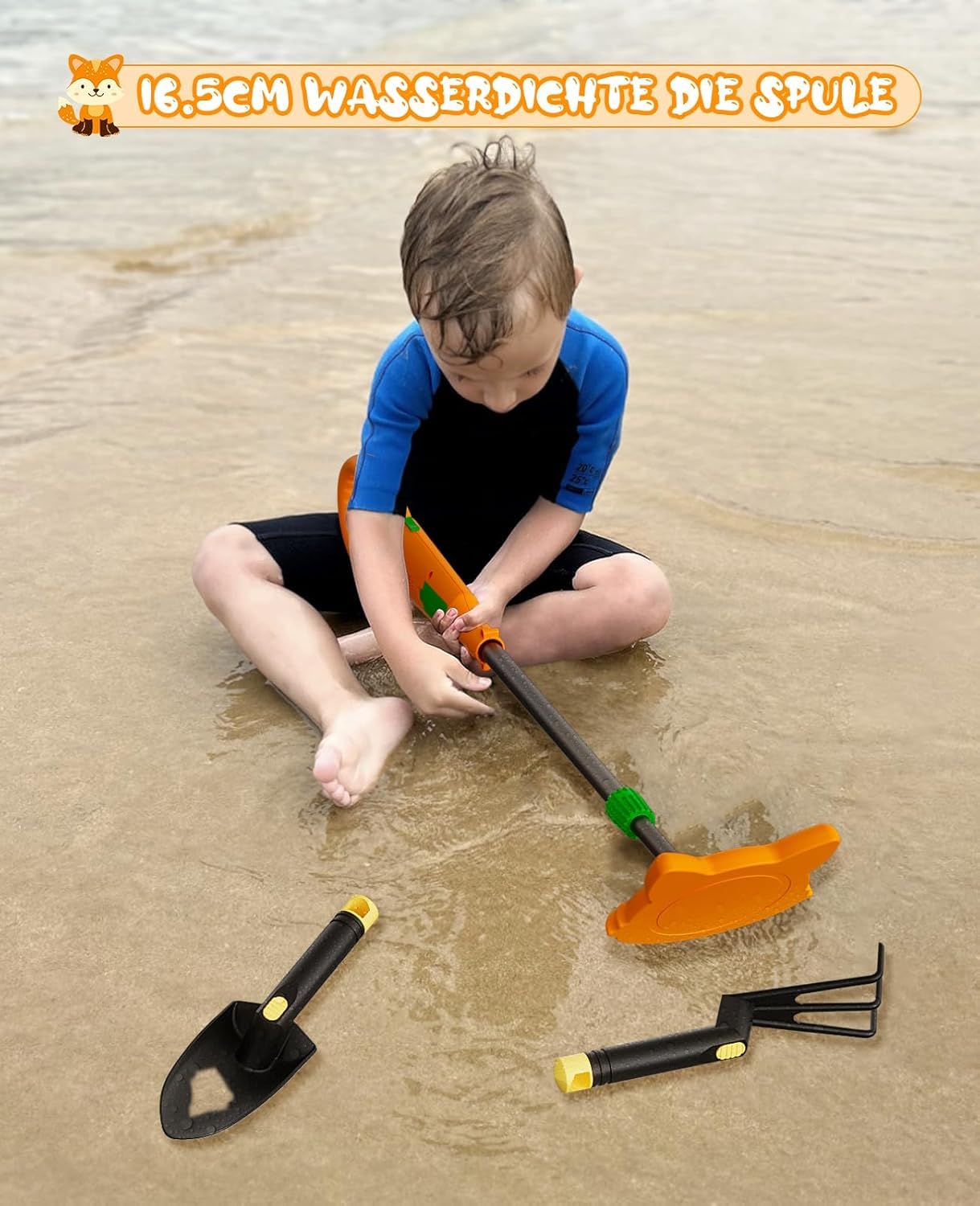 Metalldetektor Kinder,30-38 Zoll einstellbar,Tragbar Und Leicht Metallsuchgerät,Geeignet für Outdoor-Abenteuer von Kindern,Metal Detector Mit Schaufel Und Rechen