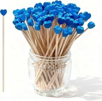 100PCS 6 Inch Heart Shaped Wooden Rock Candy Sticks, Wood Swizzle Sticks for Drinks Cake Pops Coffee Stirrers Lollipop Making, Ideal for Valentines Day Party Supplies Home Baking DIY Dessert