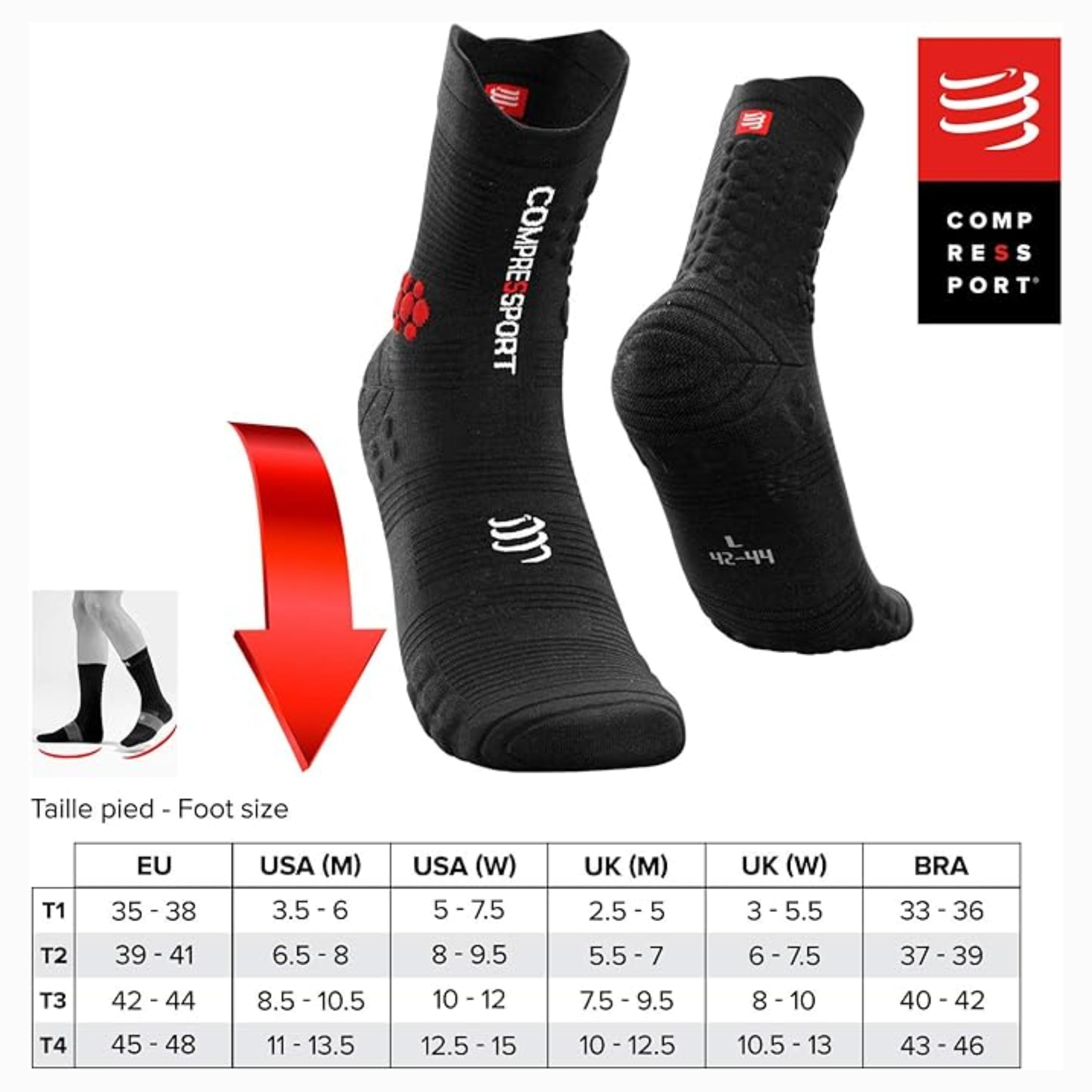 Compressport Pro Racing Socks V3.0 Trail - Calcetines de Trail Running con Amortiguación y Estabilidad