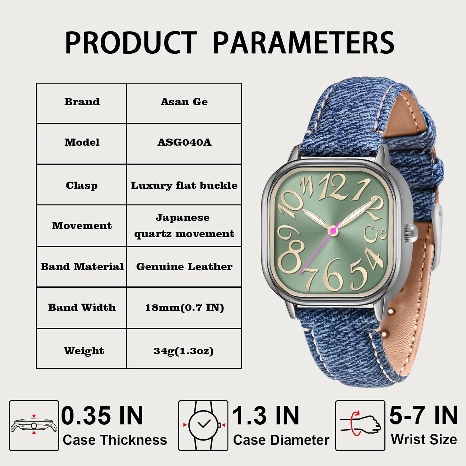 Asan Ge Women's Fashion Watch Easy to Read Dial Waterproof up to 3ATM - Image 7