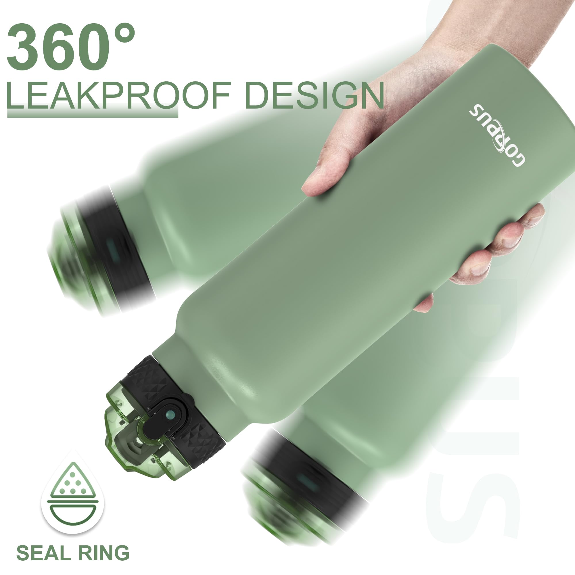 GOPPUS 750ml/26oz Stainless Water Bottle with Straw Double Wall Insulated Bottles with Strap Reusable Vacuum Thermal Flask Leakproof Keep Cold Drinks Bottles with Flip Top Lid for Men Women BPA Free - Image 3