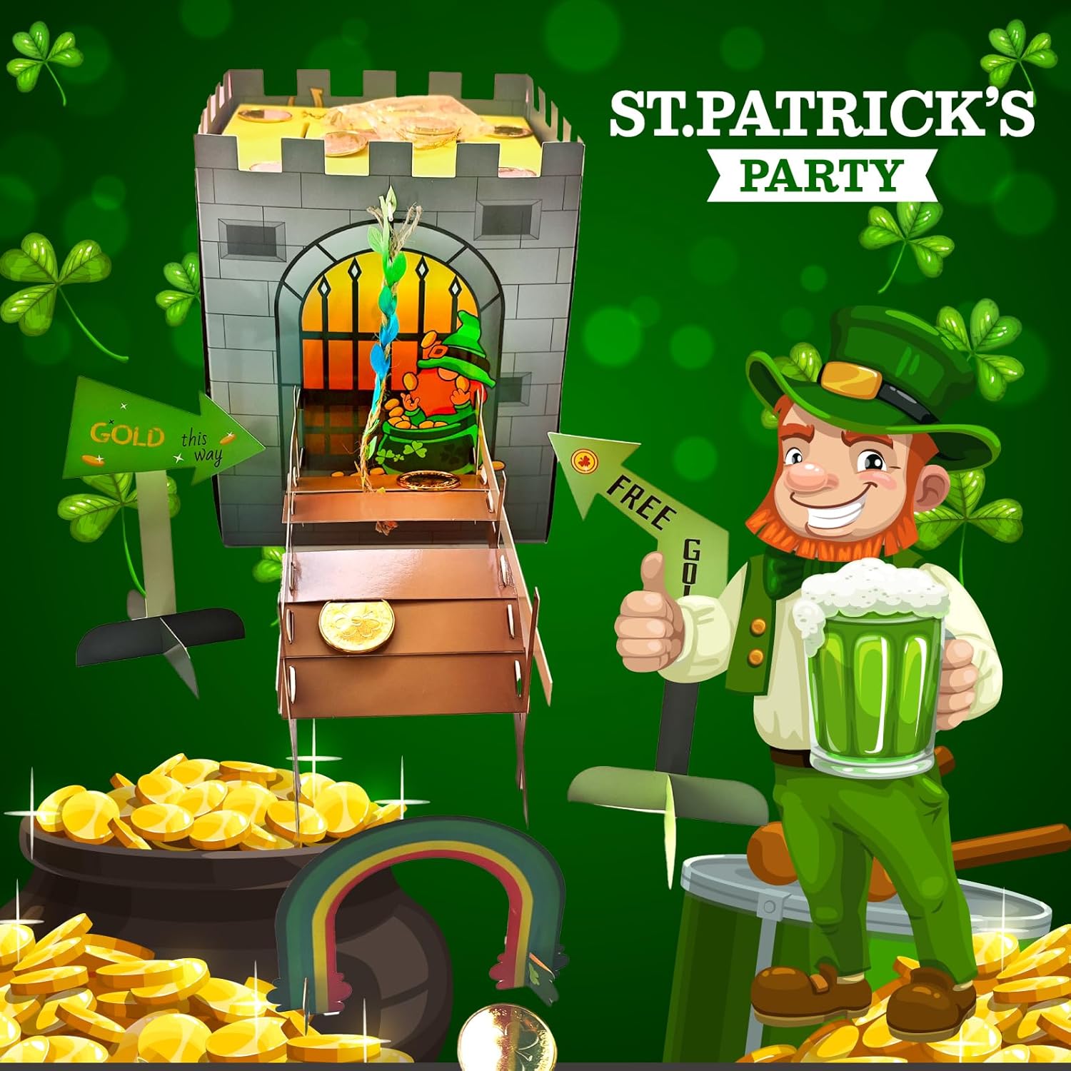 JJI St Patrick's Day Leprechaun Trap Kit St. Patricks Day Decorations Leprechaun Trap Crafts Kit for Kids St Patricks Day Party Supplies (CastleTrap)