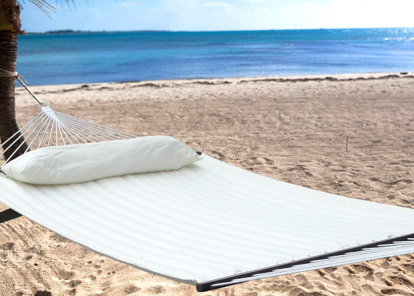 SUNNY GUARD Hammock with Stand Combo Heavy Duty, 12.8FT Freestanding Hammocks Quilted 2-Persons with Large Pillow,450lbs Capacity