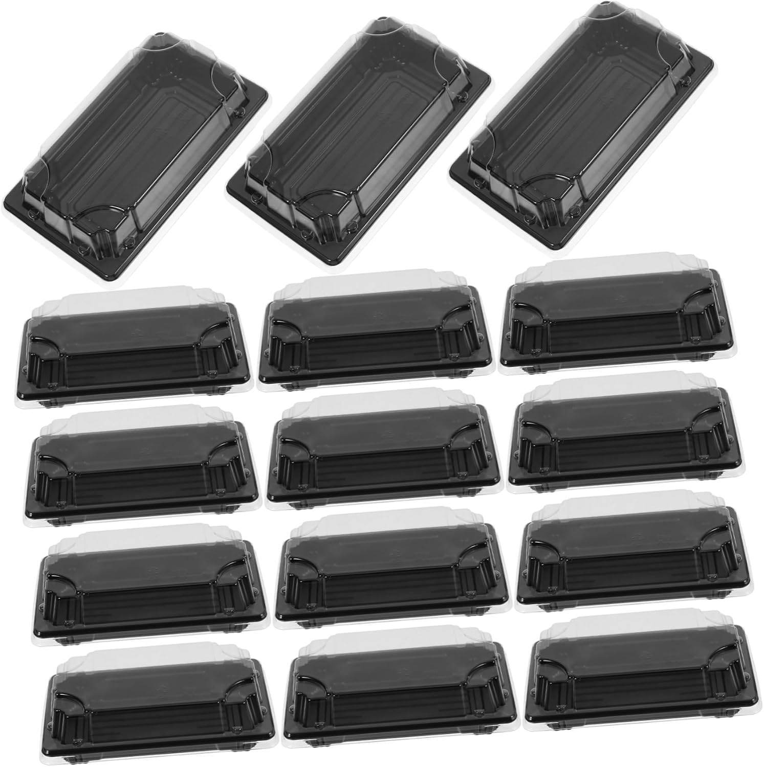 50Pcs Disposable Sushi Boxes Black Bops Hips Thickened Take out Containers | Not Easy to Deform, Heat Preservation Feature, Rectangular Pack Style, for Restaurants and Lunch Packing