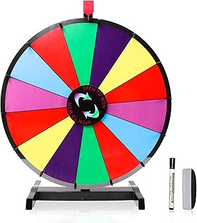 Hooomyai 18" Tabletop Spinning Prize Wheel 14 Slots with Durable Base Stand, Spin Wheel for Prizes Dry Erase Fortune Wheel...