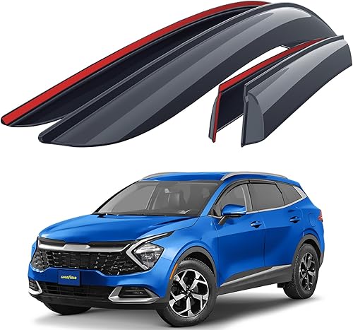 Goodyear Deflectores de ventana inastillables para Kia Sportage 2023, protectores de lluvia con cinta, viseras de ventana, visera deflector de
