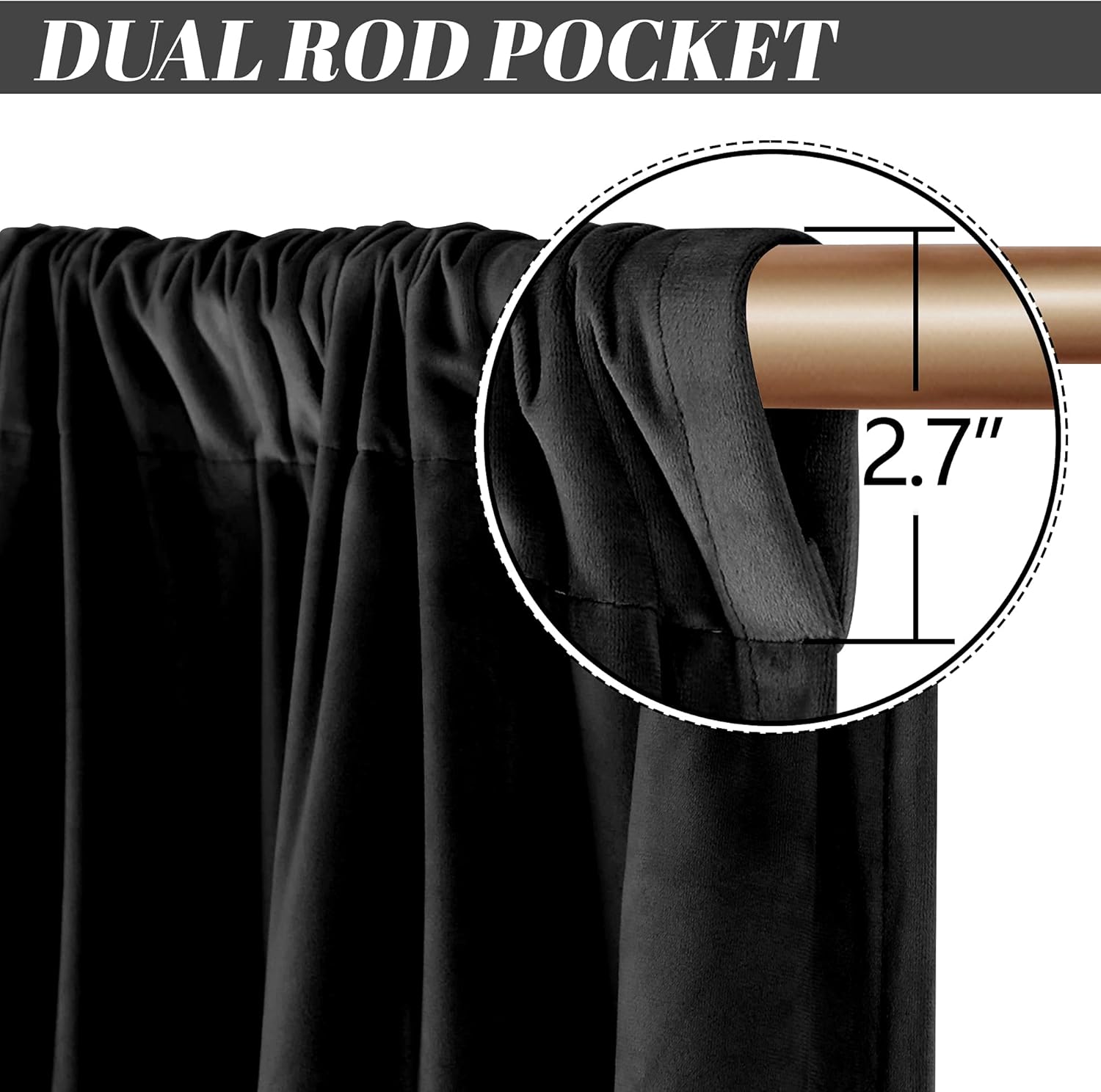 nanbowang Black Velvet Curtains - 52"x 54" Soft Rod Pocket Thermal Insulated Window Treatment for Bedroom Living Room Light Filtering Drapes 2 Panels