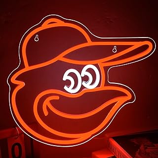 Baseball Neon Sign for Wall Decor Oriol Baseball Neon Light Baseball Sport Led Neon Sign for Man Cave,Boys'Room,Club,Pub,Birthday Christmas Signs for Sports Fans,Man,Boys,Size 13.9 * 13.2inch(FMXD184)