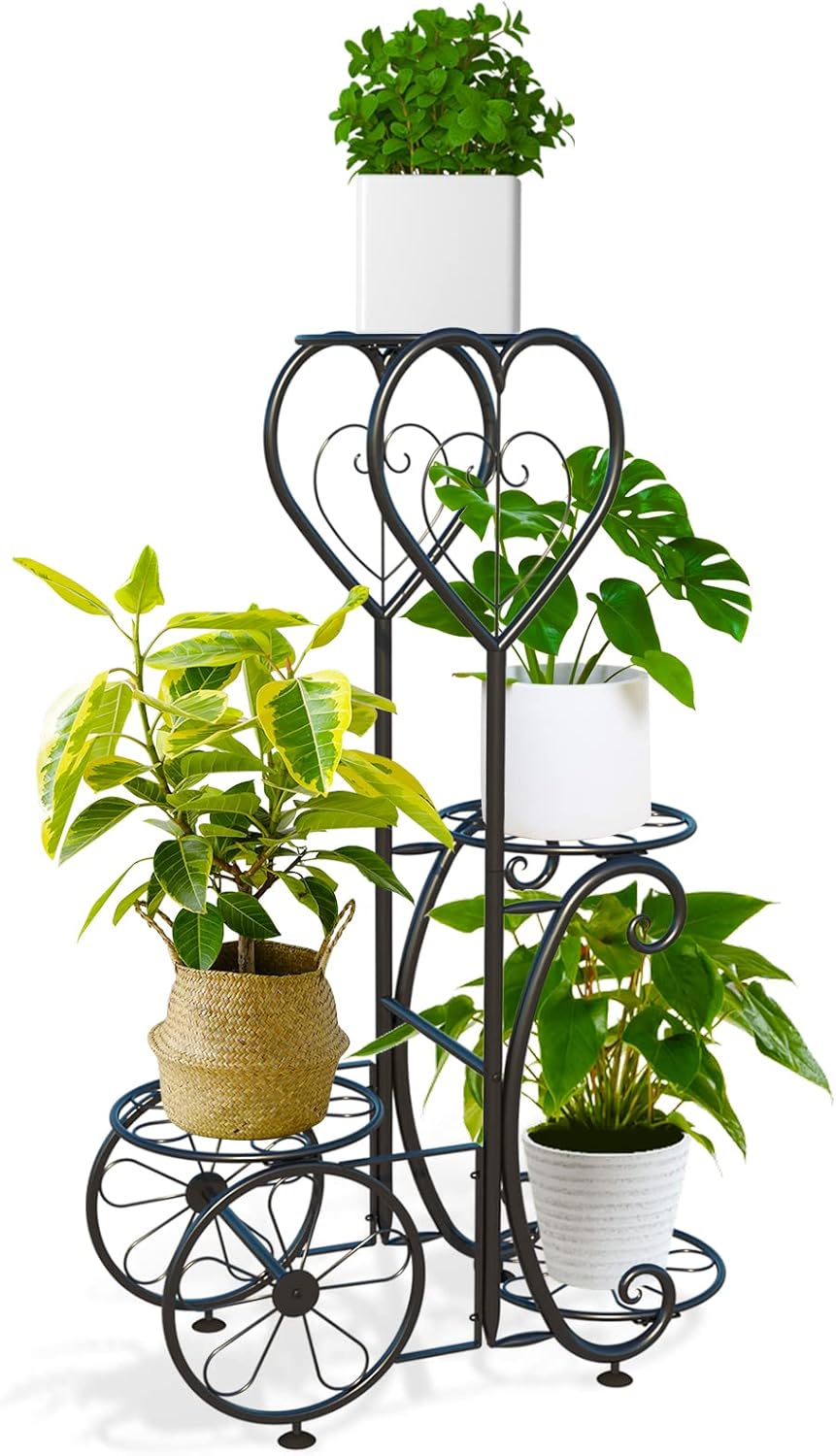 ZHAZHADI 4 Tier Plant Stand Indoor Outdoor Metal Flower Pot Holder