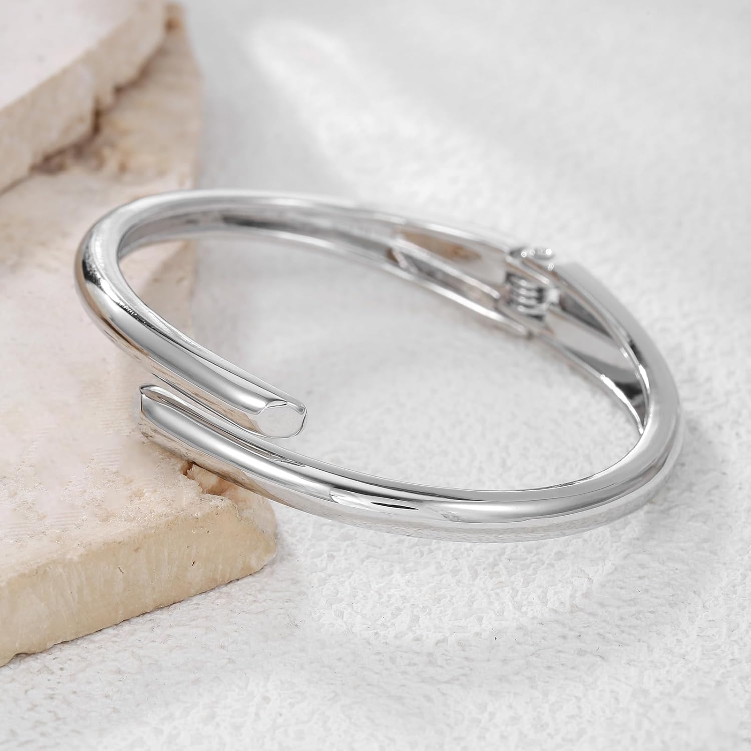 Chunky Gold/Silver Gold Cuff Bangle Bracelets for Women Trendy Hinged Cuff Open Wide Chunky Gold Bracelet Minimalist Bangle Jewelry Gift - Image 5