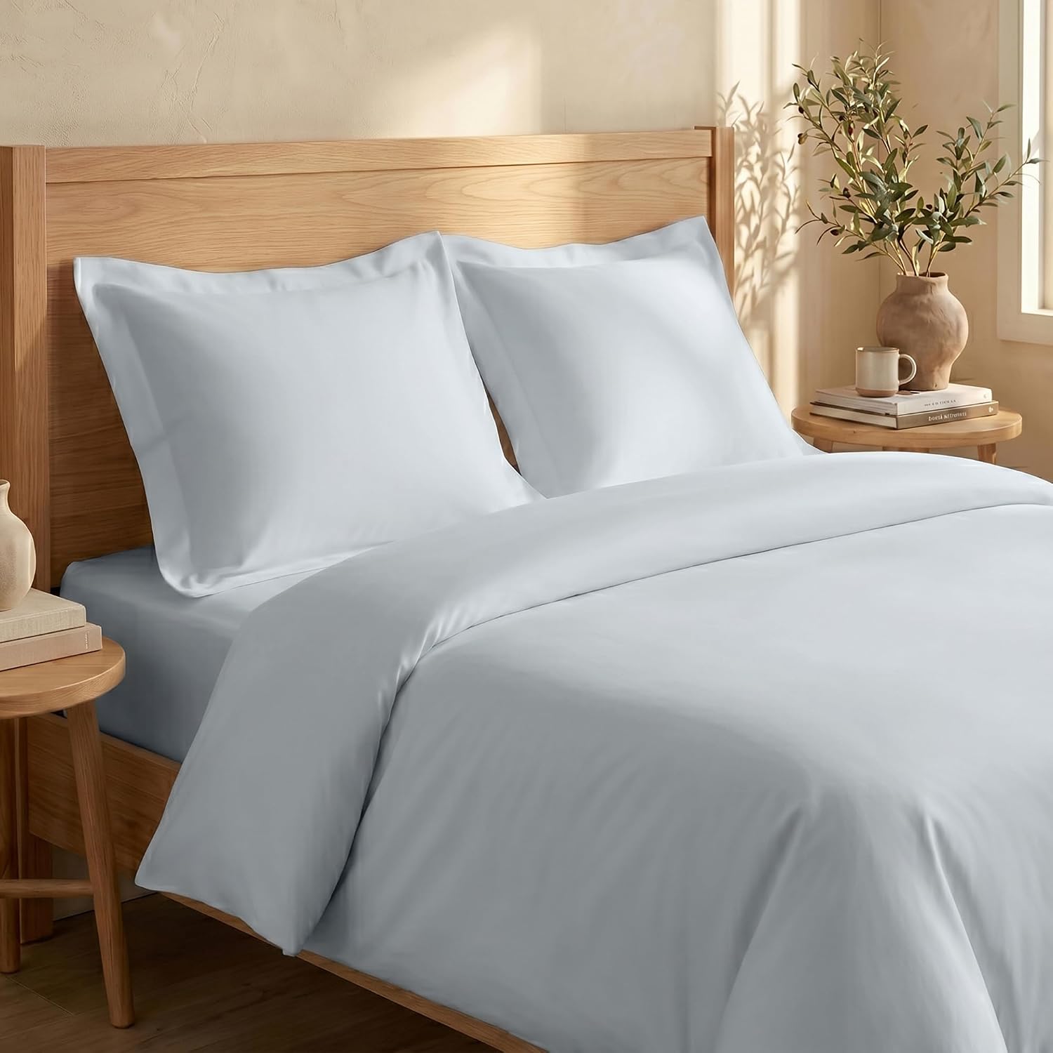 BIOWEAVES 100% Organic Cotton Twin/Twin XL Duvet Cover Set, 2-Piece, 300 Thread Count Sateen Weave GOTS Certified Comforter Cover with Buttoned Closure and 1 Pillow Sham – Dusty Rose, 66x90 inches