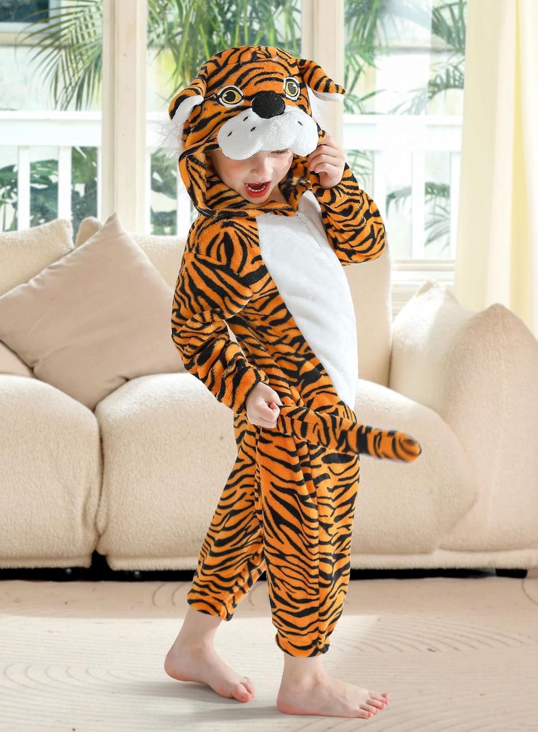 BesserBay Unisex Kids Fleece Dalmatian Costume 100 Days of School Animals Onesie with Tail 2-14 Years - Image 5