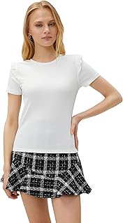 KOTON womens Frill Detail Short Sleeve Tshirt