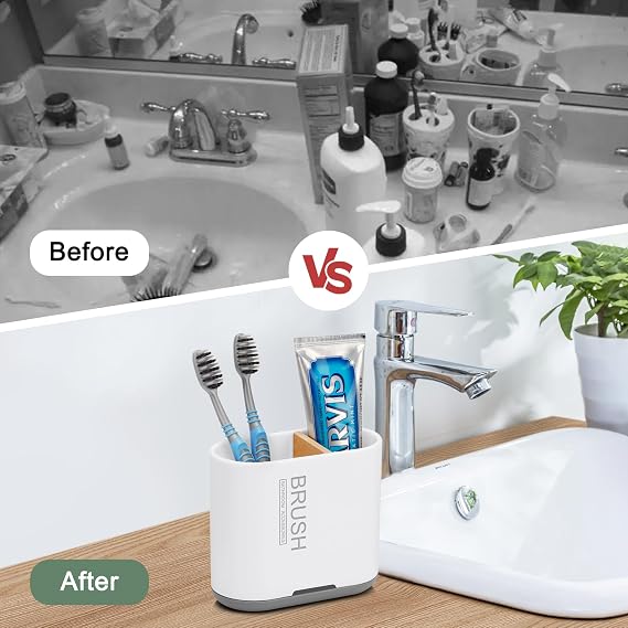 PARKMANI Electric Toothbrush Holders for Bathrooms, Toothbrush and Toothpaste Holder, Detachable Bathroom Toothbrush Caddy With Drainage for Family, Kids (White, Medium)