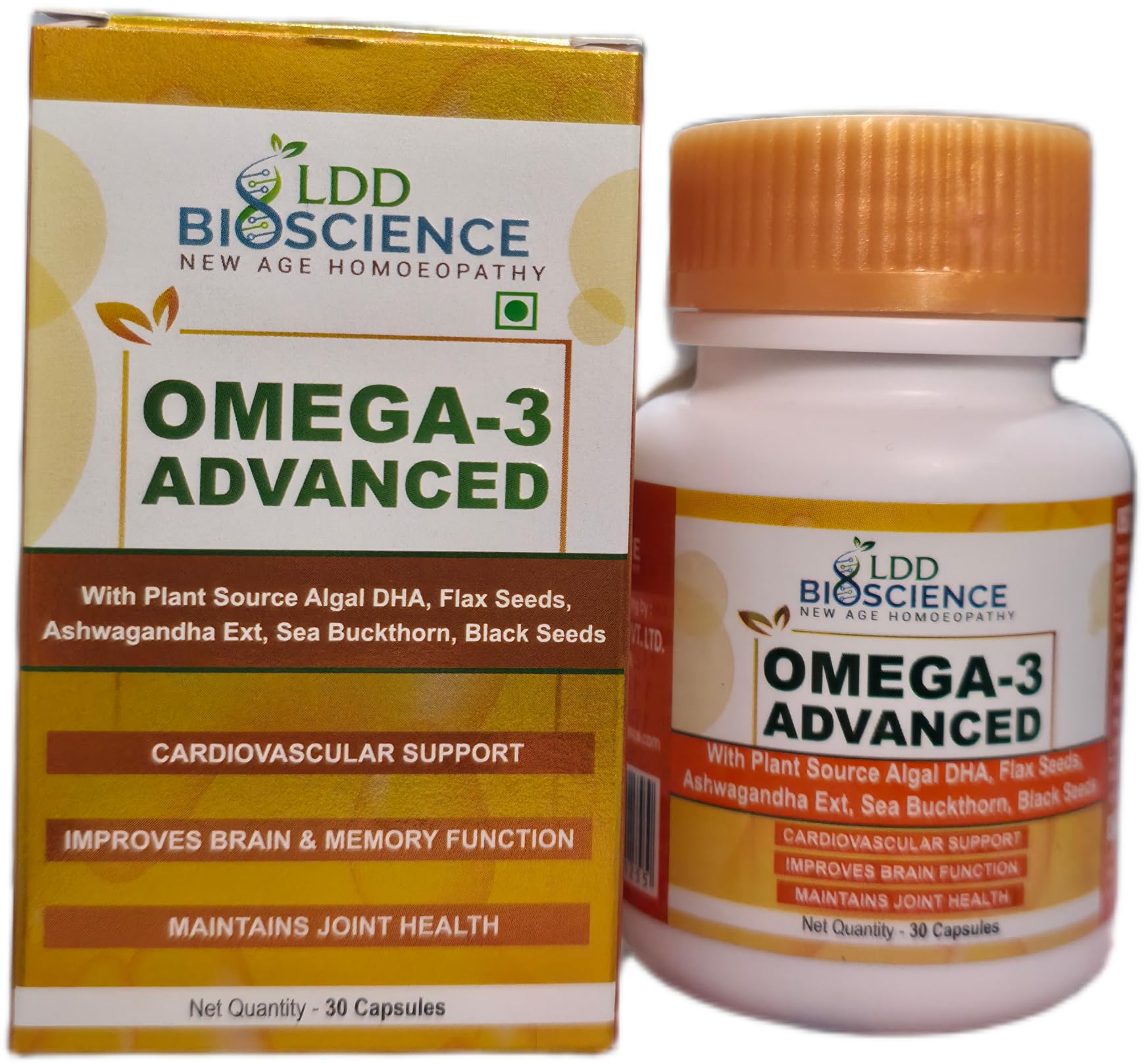 LDD Bioscience Omega-3 Advanced Capsules with Algal DHA, Flax Seeds,  Ashwagandha, Sea Buckthorn, 30 Capsules : Amazon.in: Health & Personal Care