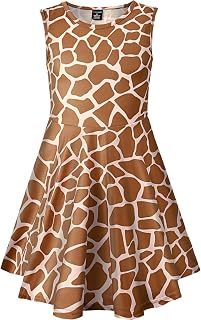 COSLAND Girls' Novelty Dress Kids Printed Holiday Sleeveless Dress, X-Small-Large