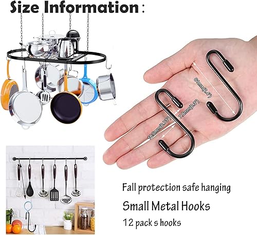 Miniatura 5 de Crhexpva Estantería de alambre anti caída, ganchos en forma de S, ganchos de metal para colgar Untensil, ganchos de accesorios (forma A)