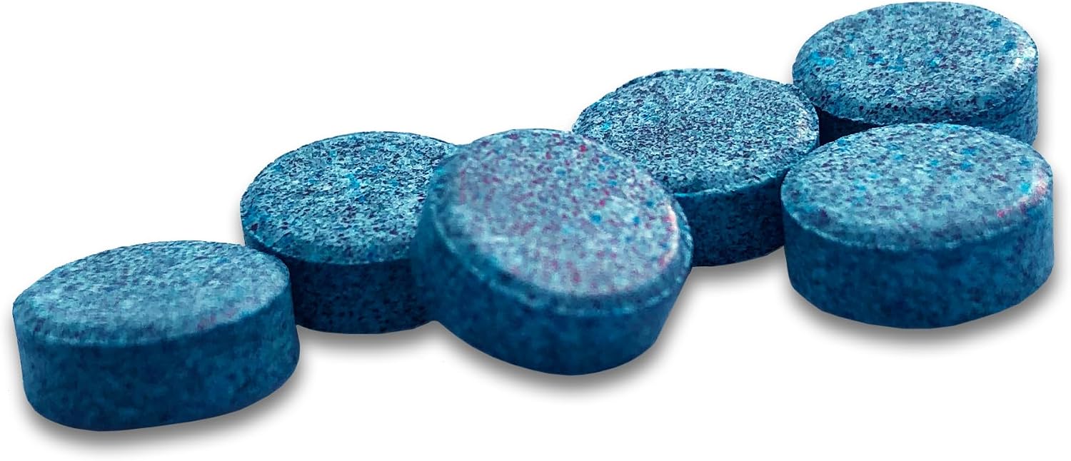 New Resources Group Blue Drop Dye Tabs 200 pc Toilet Dissovable Bluing Tablets Prevent Testing Tampering in EZ Pour Bottle
