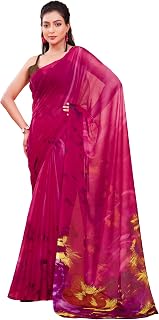 Garden Vareli Chiffon Floral Print Saree With Unstiched Blouse Piece Price In India