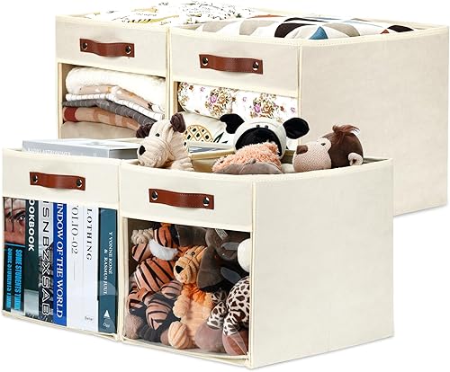 Miniatura 7 de HNZIGE Cubos de almacenamiento de 11 x 11 pulgadas para organizador de almacenamiento, estante de tela para organizador de cubos, contenedor de tela