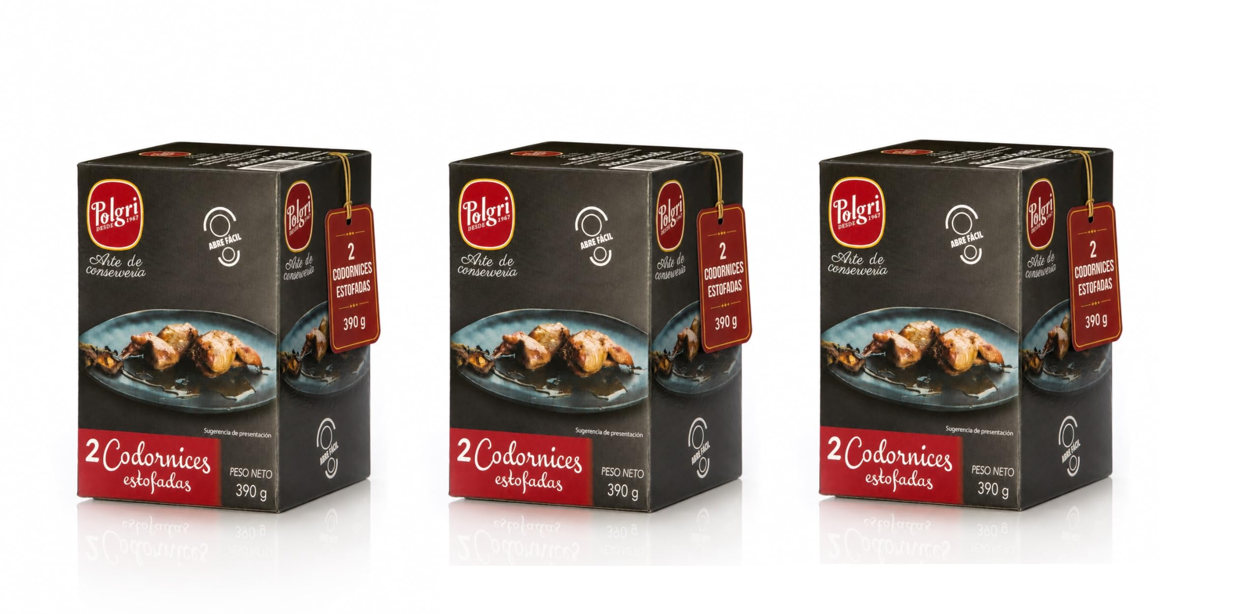 POLGRI Codornices Estofadas Toledana Conserva de Caza 390 g x 3 Latas Estuchada Plato Preparado Receta Espanola