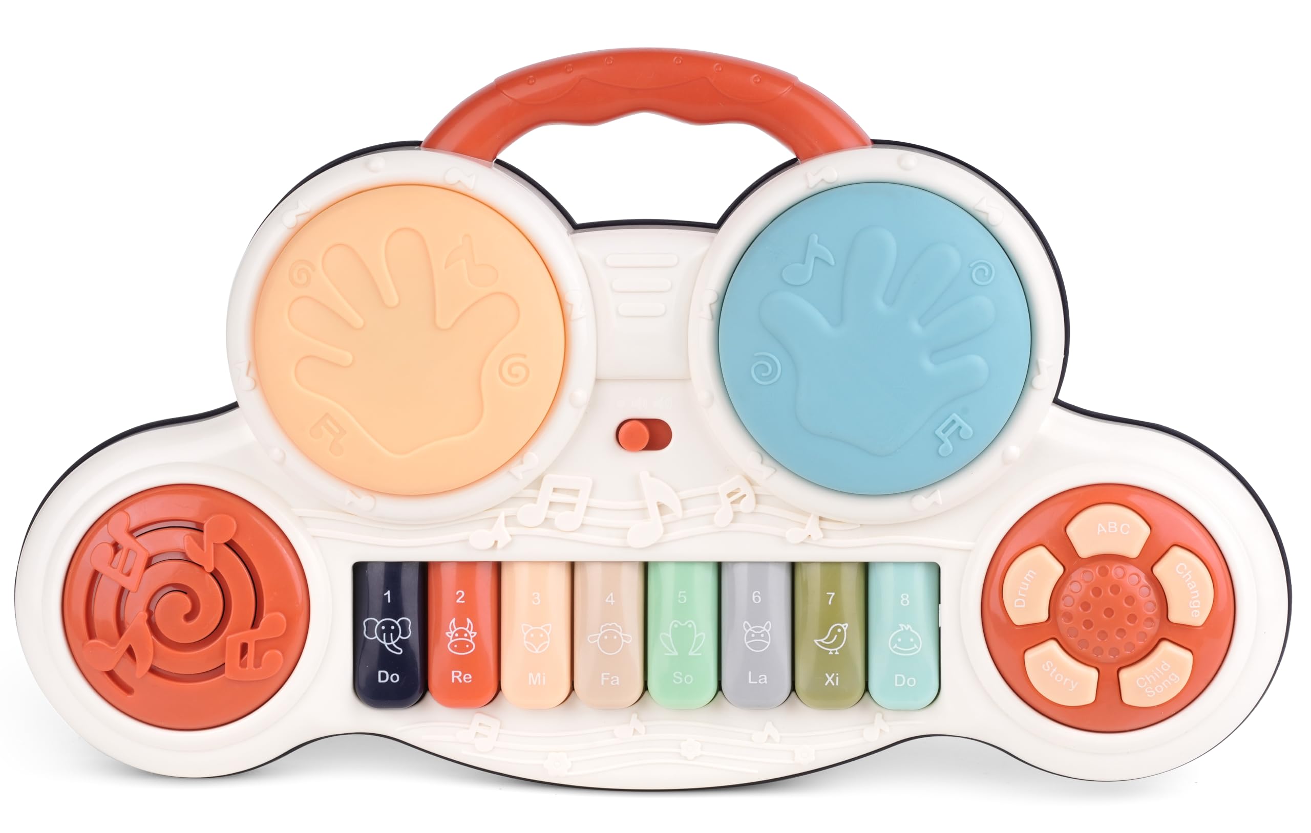 Cable World Drum Keyboard Musical Toys with Flashing Lights - Animal Sounds and Songs,Plastic,Multi Color(Pack of 1) for Baby, Kids and Tooders 2