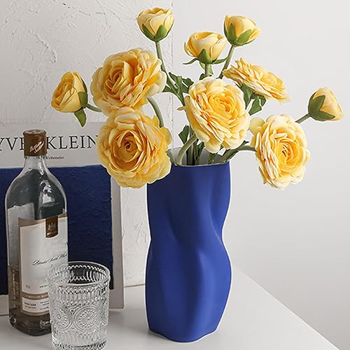 Miniatura 6 de Modern Blue Vase Home Decor,Flower Vases for Centerpieces,Unique Ceramic Vase Trendy Minimalist Room Decor for Bedroom,Kitchen Entryway Coffee Table