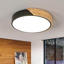 Riserva Round Wood LED Ceiling Light, Black Ceiling Lamp 30W 3400LM, Neutral Light 4500K Living Room Wood For Bedroom, Kitchen, Corridor, Bike, Hall, Balcony, Ø30CM…