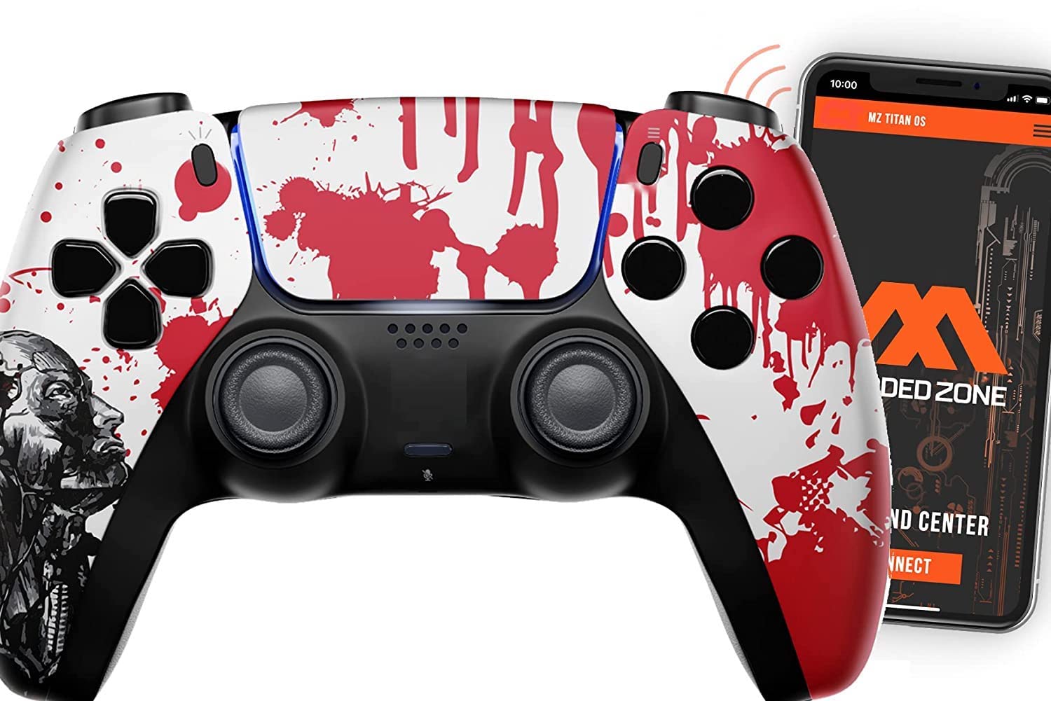 MODDEDZONE SMART Controller with FPS pack (Rapid Fire & more) Compatible with PS5 Custom Modded Controller for shooter games & more… (Zombie)