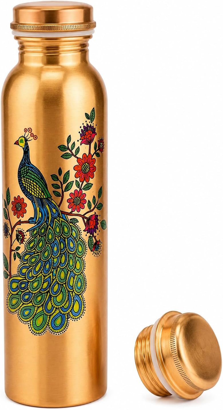 Hammered Copper Water Bottle 1500 ml Capacity, Pure Copper Drinking Water Bottle, Leak-Resistant Metal Bottle for Home, Office, Yoga, Gym, Travel & Daily Hydration, Traditional Drinkware image 4