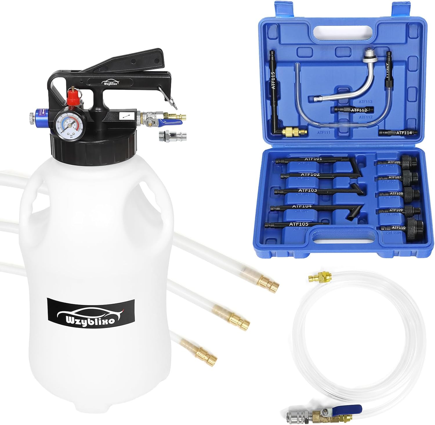 10L Transmission Fluid Pump and Oil Extractor Pump,10L Automatic Transmission Fluid Pump Fluid Extractor/Dispenser for ATF Filler System with 15 Pieces ATF Filler Adapters and 4 Hoses (BLUE, 10L)