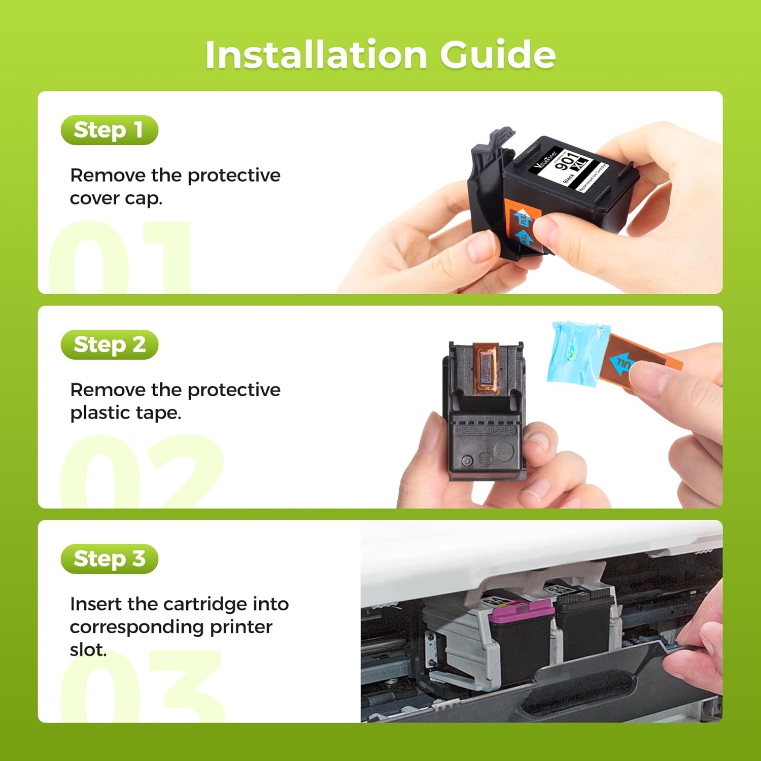 901XL Black Ink Cartridge | Replacement for HP 901 Ink Cartridges HP901 901XL Cartridge Black | Use for HP Officejet 4500 J4524 J4540 J4550 J4580 J4624 J4640 J4680 G510g Printer High Yield (2 Black)