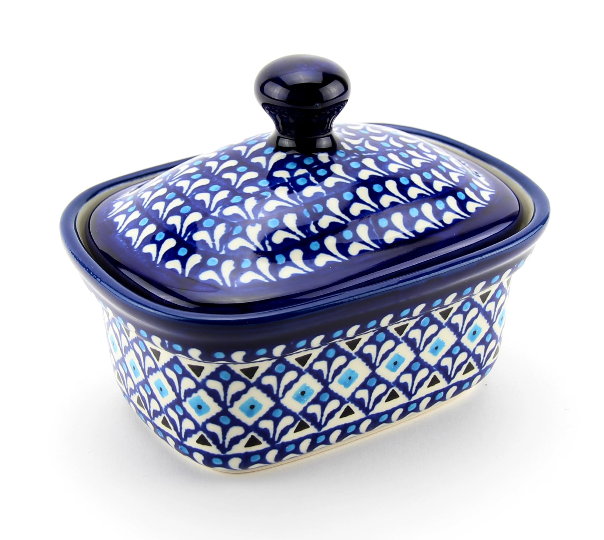 Polish Pottery Market Butter Dish with Lid, 5.75