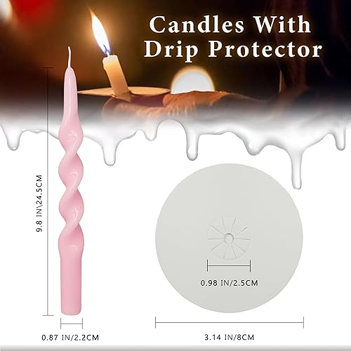 Miniatura 108 de Vela cónica en espiral torcida de 10 pulgadas, velas de colores sin perfume, velas altas sin humo para el hogar, vacaciones, boda, fiesta