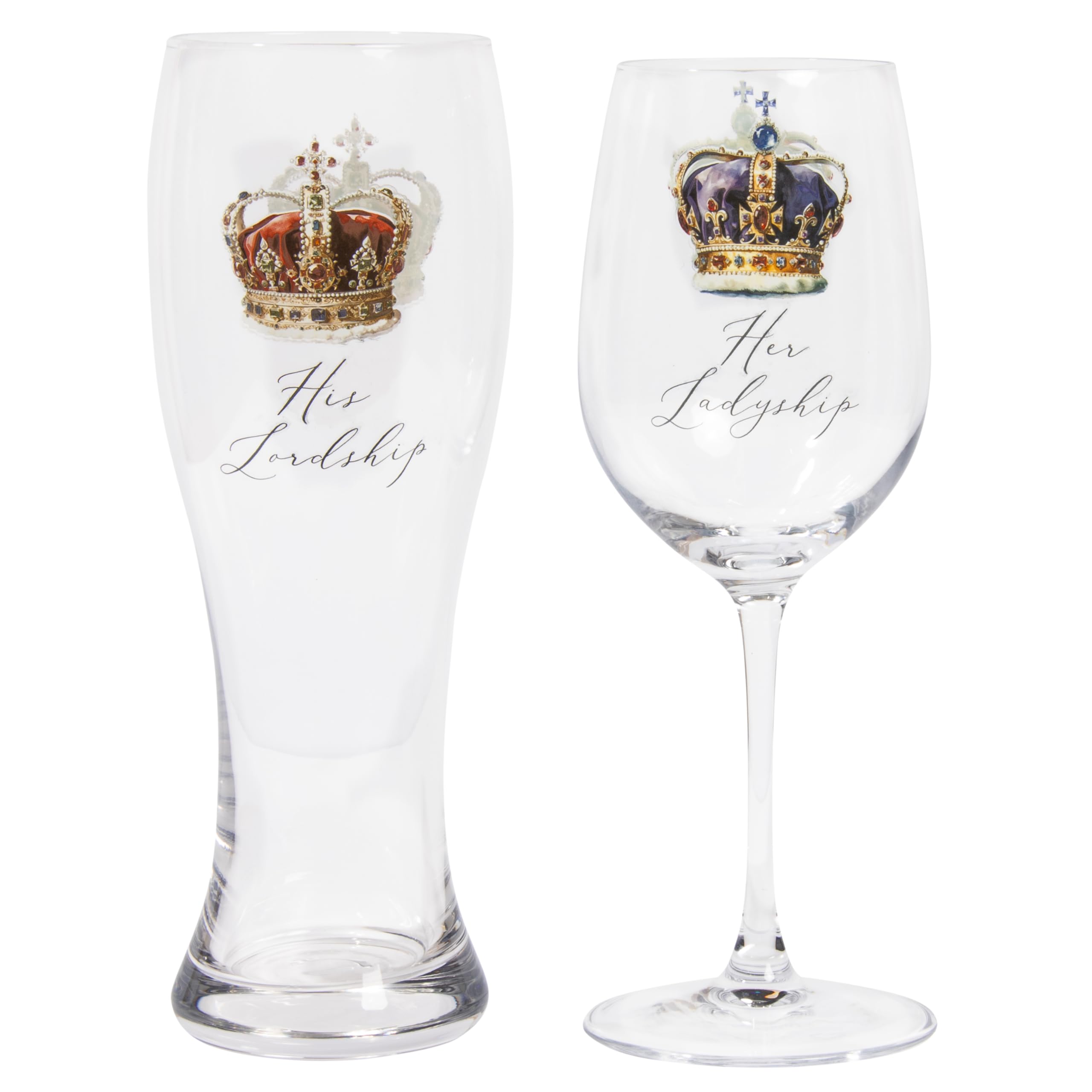 Lesser & Pavey His N Hers Lordship & Ladyship Glass Set of 2
