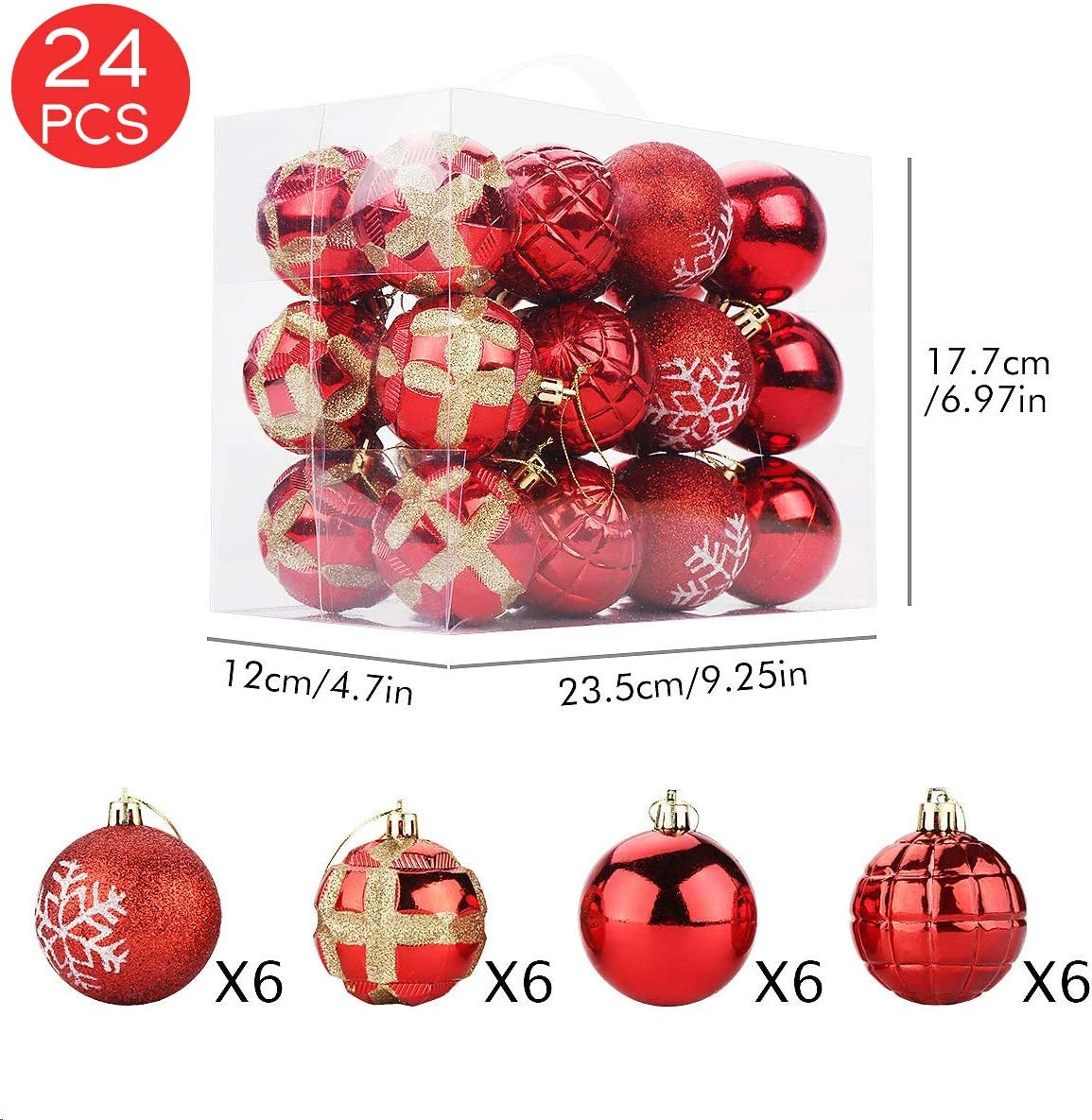 Aitsite Christmas Ball Ornament (Red, 2.36")