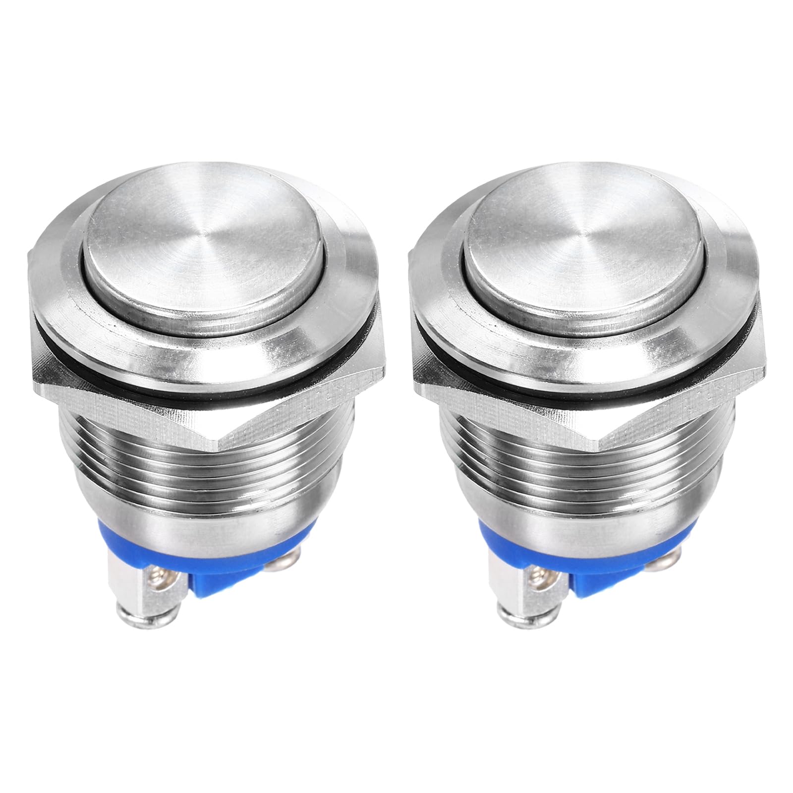DMiotech 2Pcs 19mm / 3/4" Stainless Steel Momentary Push Button Switch Domed Head 250V Silver Shell with Screw Foot 1NO for Car Boat Systems Custom Setups